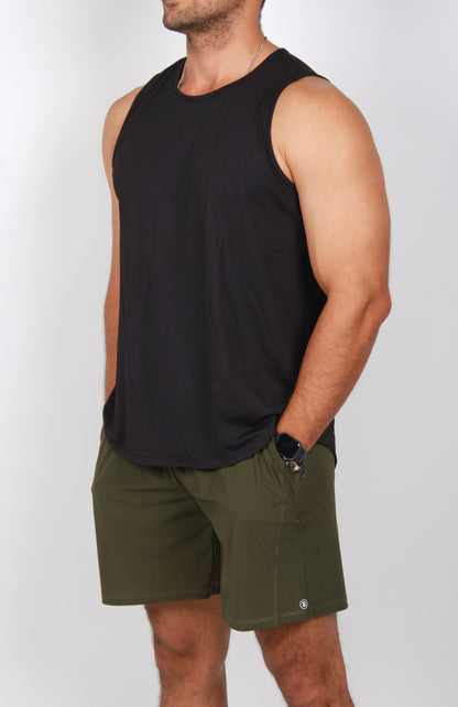 BLACK SLEEVELESS SHIRT