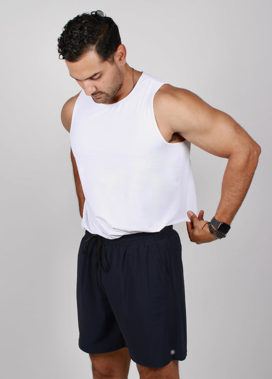 WHITE SLEEVELESS SHIRT